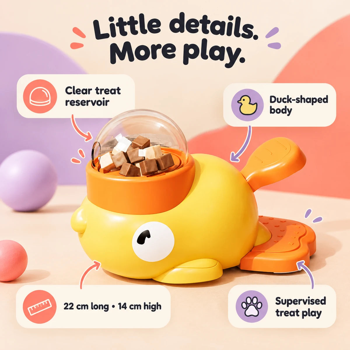 Duck-Shaped Interactive Pet Treat Dispenser Toy
