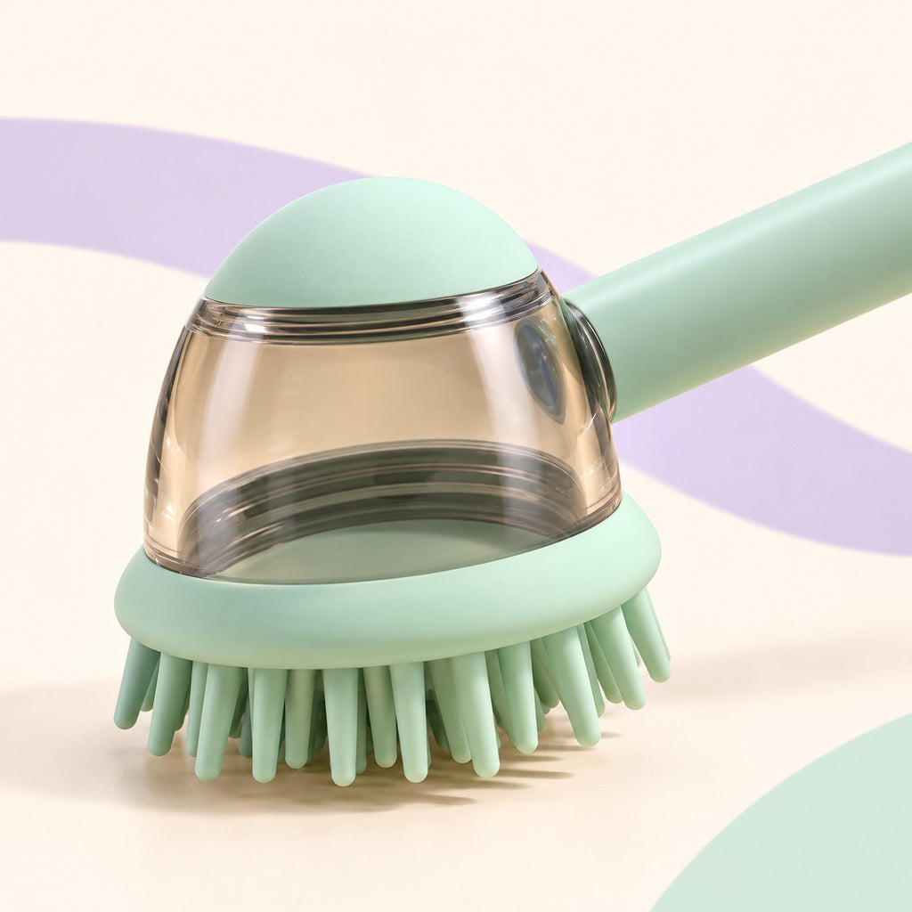 Pet Bath Brush – Dog & cat Washing Massage Shower Brush with Press Liquid Dispenser