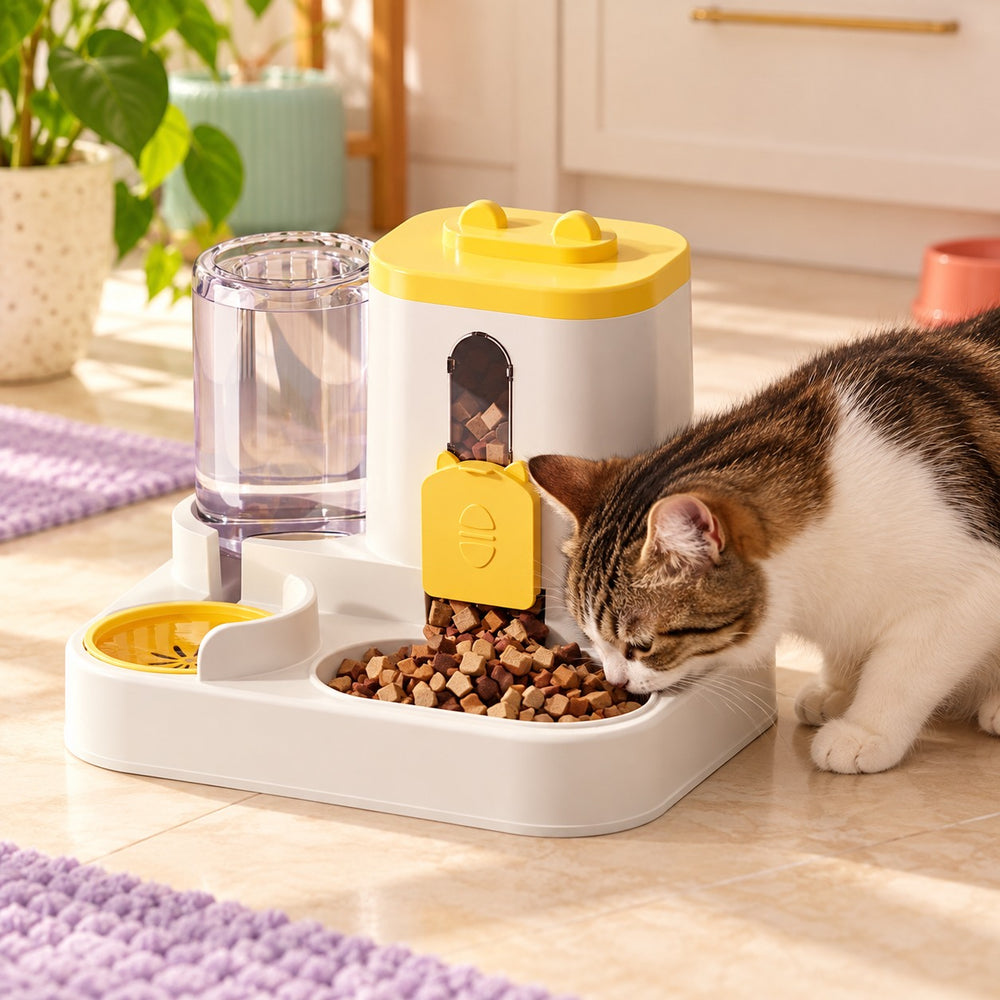 Plastic Integrated Automatic Food & Water Feeder for Cats and Dogs